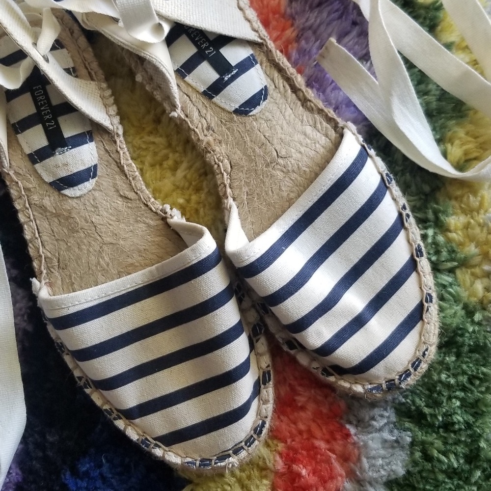 Navy Stripe Espadrilles